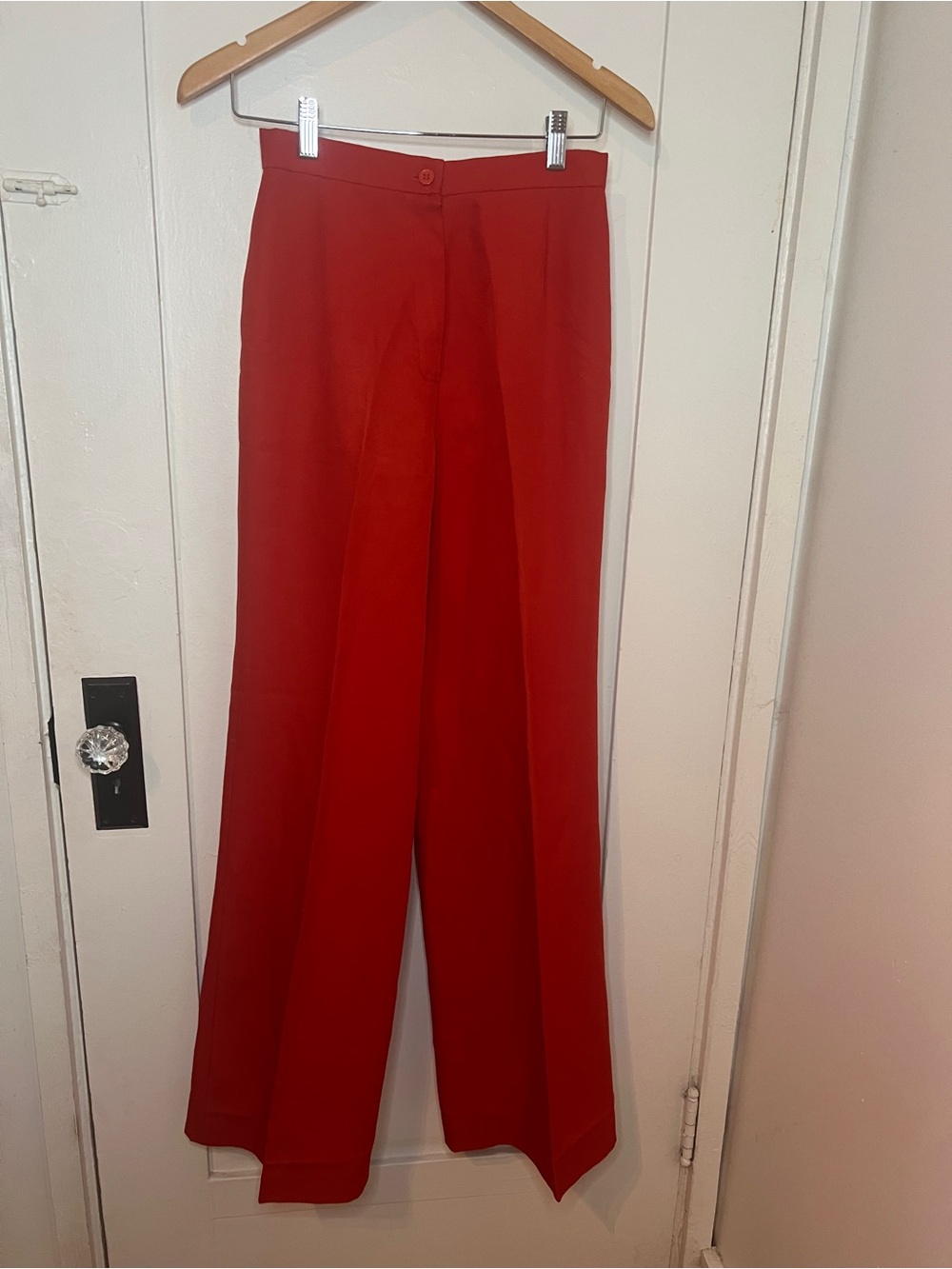 Hand Made Wide-Leg High-Rise Red/Orange Pants
